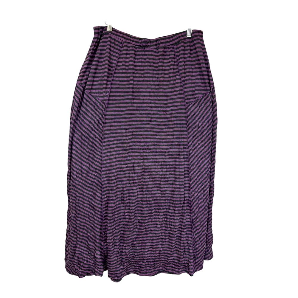 NWT Apropos Made USA Purple and Black Striped Elastic Waist Long Skirt Size XL